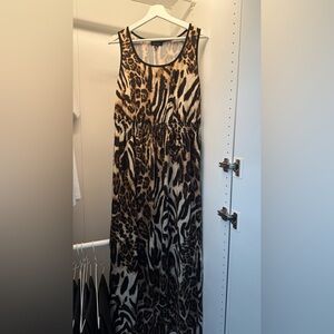 AB Studio Black and White leopard print Halter Maxi Sundress